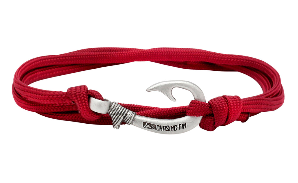 Burgundy Fish Hook Bracelet Fish Hook Bracelets Chasing Fin Apparel