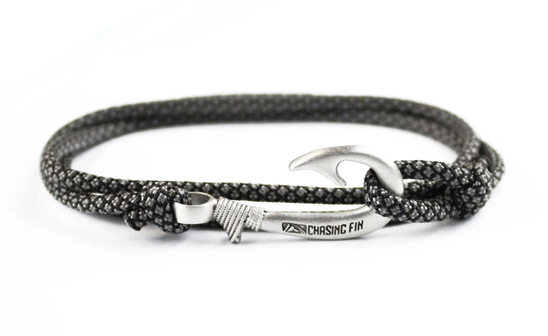 Charcoal Gray Diamonds Fish Hook Bracelet