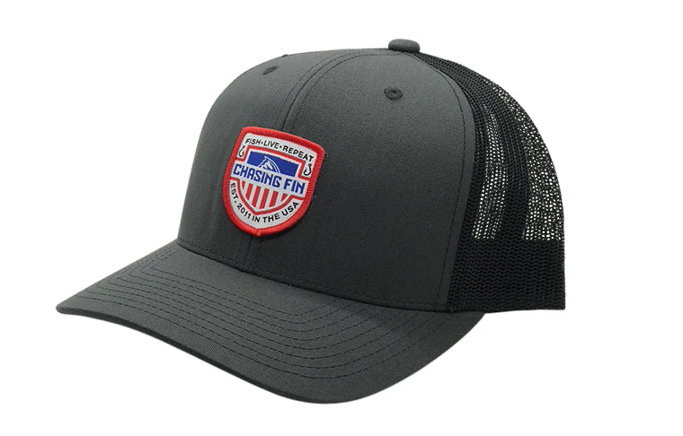 Red, White & Blue Flag Shield Trucker Cap