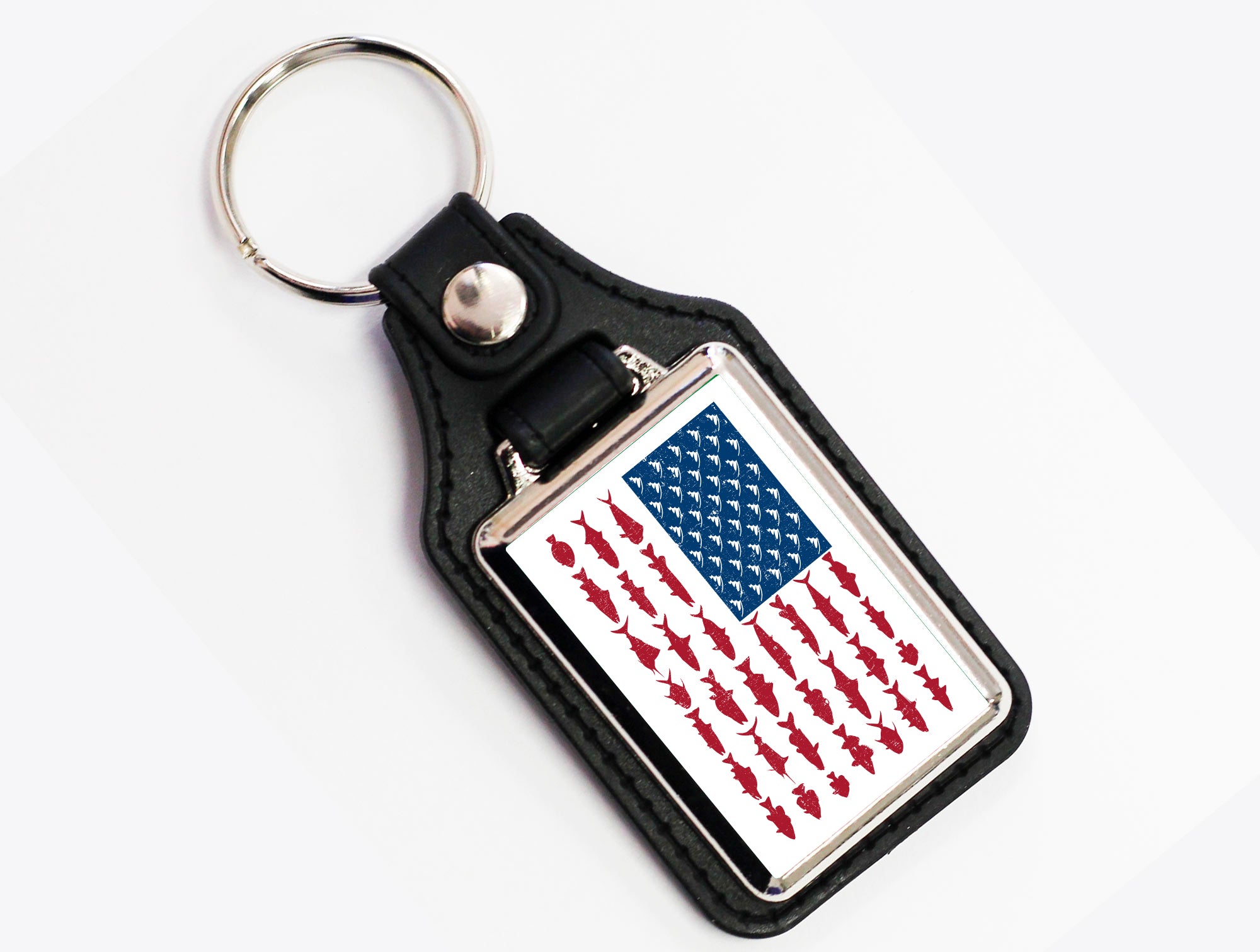 American Fish Flag Key Chain