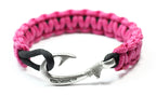 Fuchsia & Black Slim Cobra Braid Fish Hook Bracelet