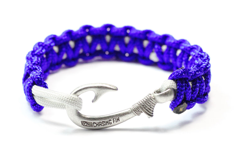 New Slim Cobra Braid Fish Hook Bracelet (Midnight Blue & Silver)