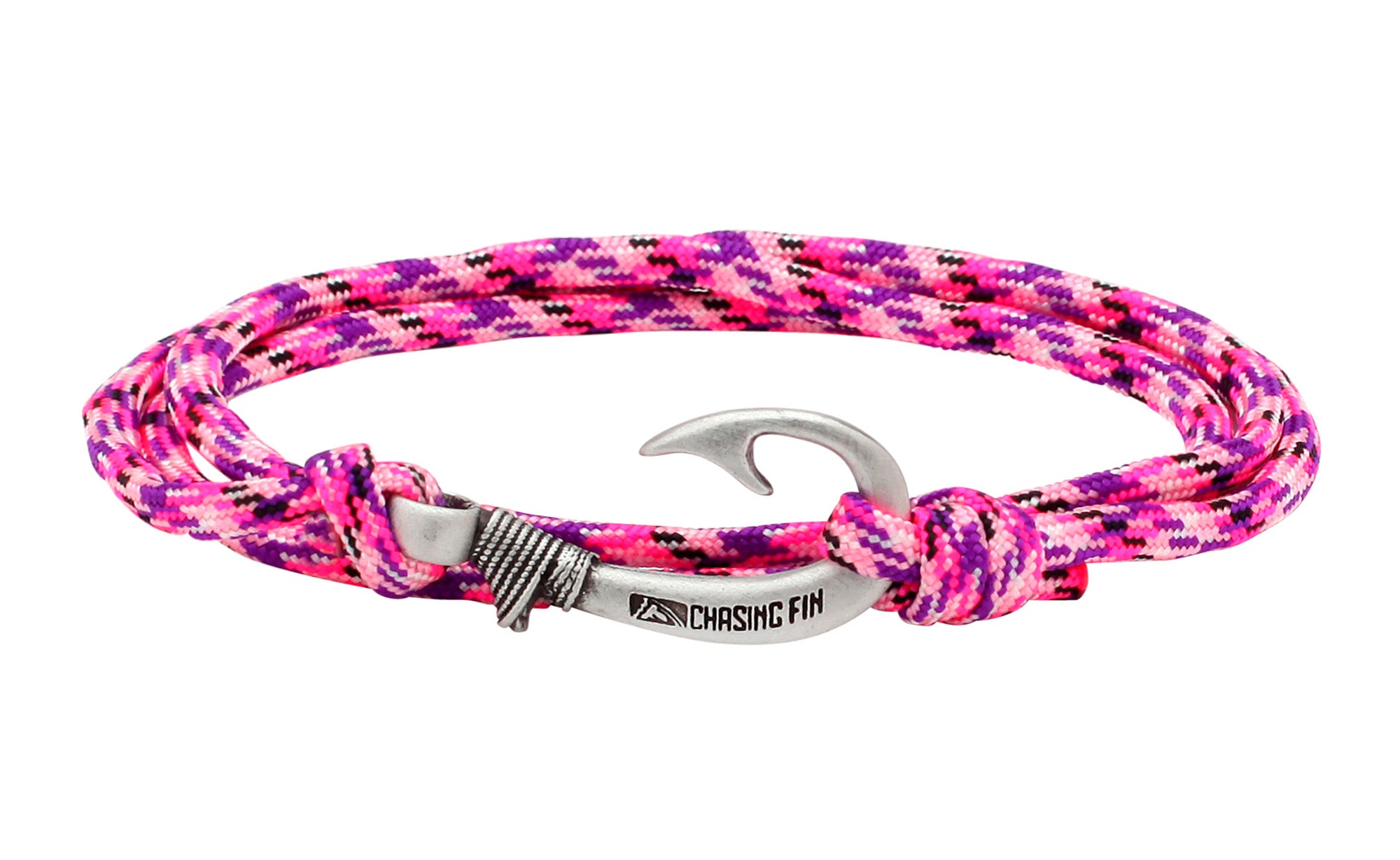 Neon Pink Camo Fish Hook Bracelet
