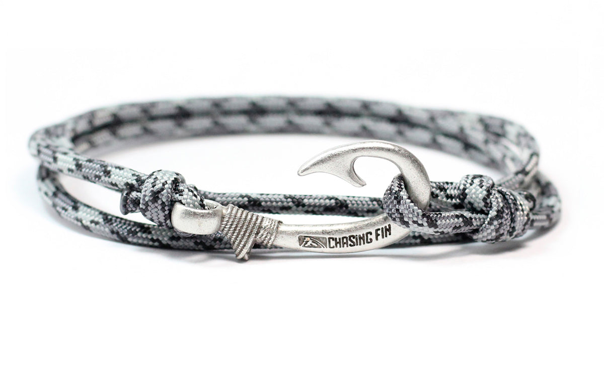 Aroncent Men's Fish Hook Bracelet - Stainless Steel & Braided Leather Rope Punk Style Gift